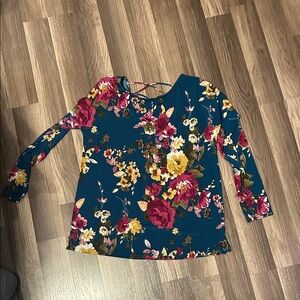 Sew In Love Floral Navy Blouse